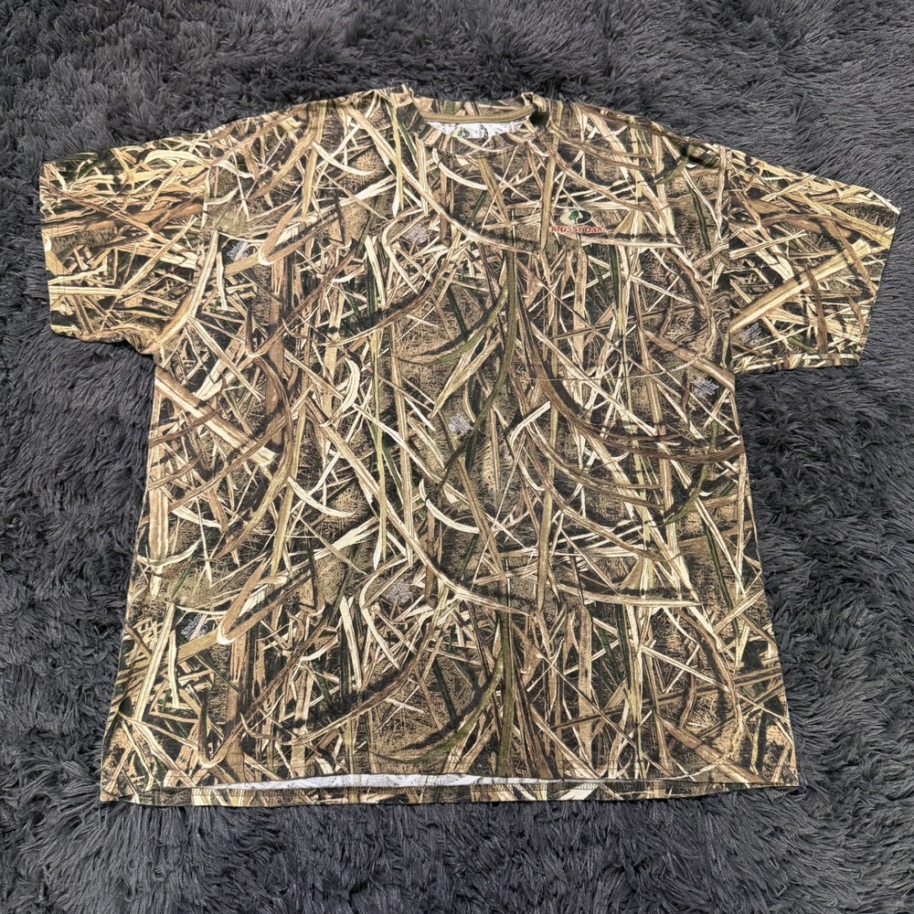 Mossy Oak Mens 2XL Camo T-Shirt Short Sleeve Pocket Tee Shadow Grass Camouflage